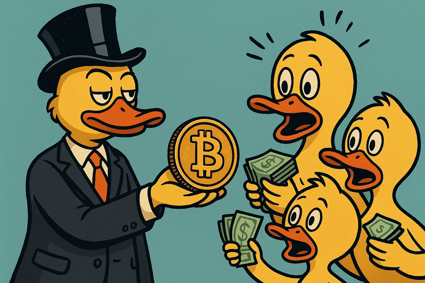 Ilustración del ensayo «📉 Cuando el Bitcoin Caiga, Medio Silicon Valley Caerá con Él» de David Rivera