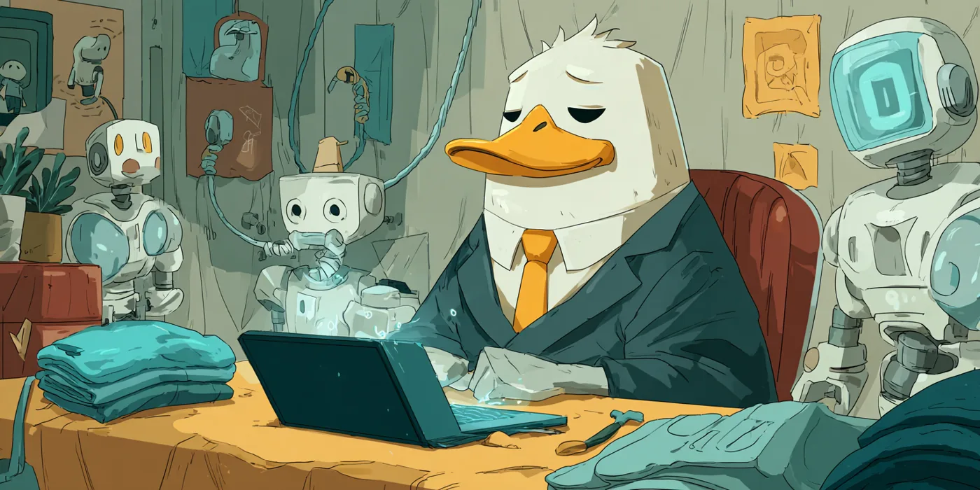 Ilustración del ensayo «El presente del Trabajo con Inteligencia Artificial» de David Rivera