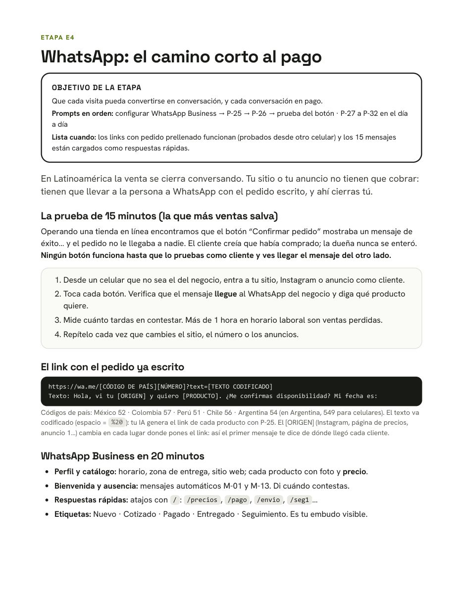 Página de WhatsApp del playbook